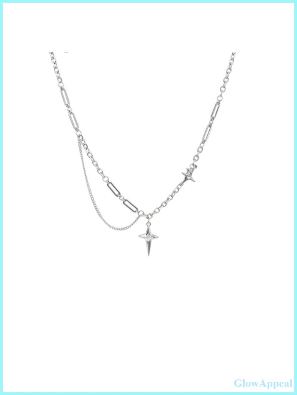 Star Cross Necklace Irregular Y2k Pendant Hip Hop Kpop Jewelry